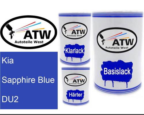 Kia, Sapphire Blue, DU2: 500ml Lackdose + 500ml Klarlack + 250ml Härter - Set, von ATW Autoteile West.